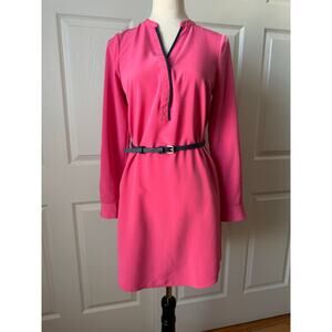 The Limited Hot Pink Contrast Trim Belted Dress Size XS Oversized Workwear Chic